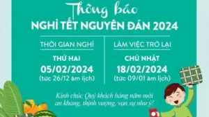 Thông báo lịch nghỉ Tết Giáp Thìn 2024