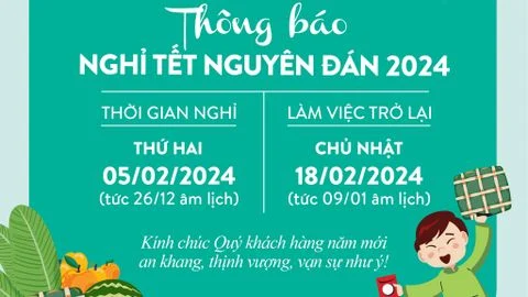 Thông báo lịch nghỉ Tết Giáp Thìn 2024